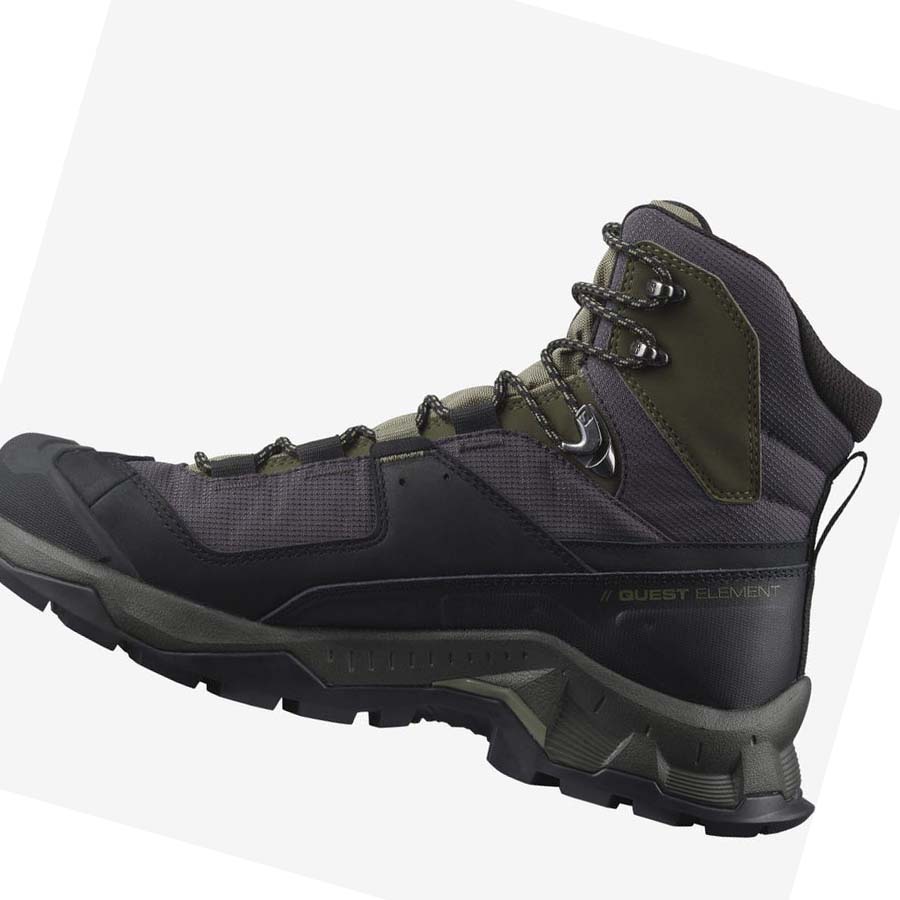 Salomon QUEST ELEMENT GORE-TEX Erkek Yürüyüş Ayakkabısı Siyah Zeytin Yeşili | TR 3549AHK